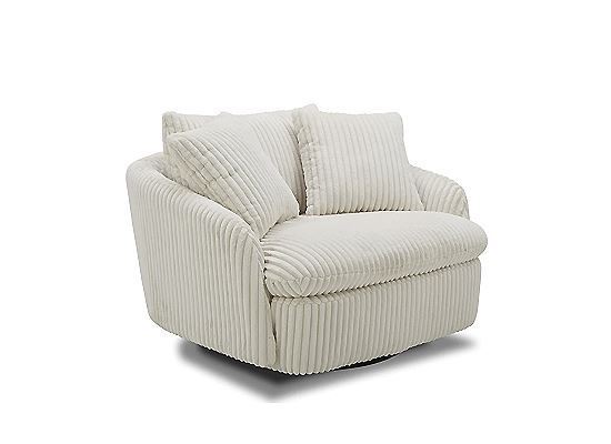 PARKER HOUSE BOOMER - MEGA IVORY LARGE SWIVEL CHAIR W/ 2 TOSS PLWS - SBMR#912S-MGIV