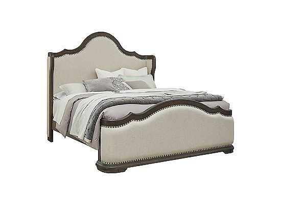 Pulaski Furniture Bedroom Cooper Falls Shelter-Back, Wood-trimmed (King)Upholstered Bed P342-BR-K3